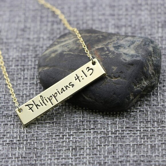 Christian Bible Verse Necklace Gold Copper Faith Jewelry Gift Women - Picture 2 of 5